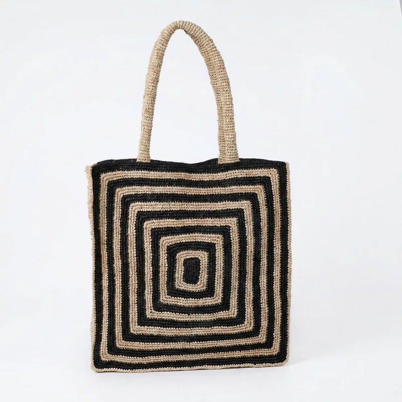 Travel Accessories Us - Striped raffia woven straw bag luxury