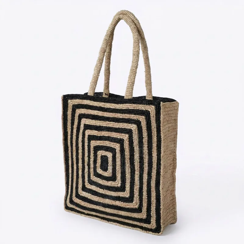 Striped raffia woven straw bag - Travel Accessories Us recensione e prezzo