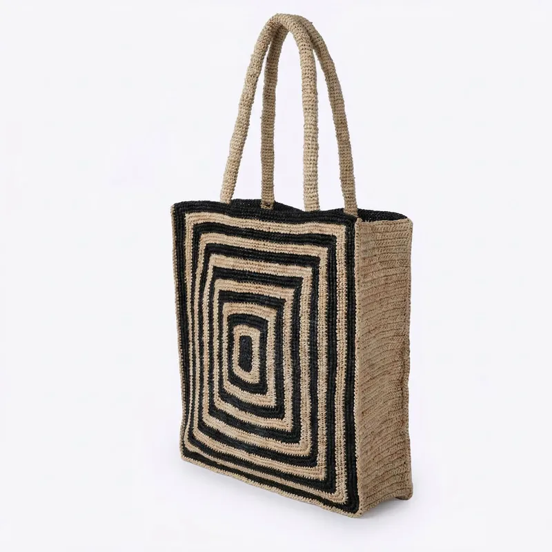 Striped raffia woven straw bag - Travel Accessories Us recensione e prezzo