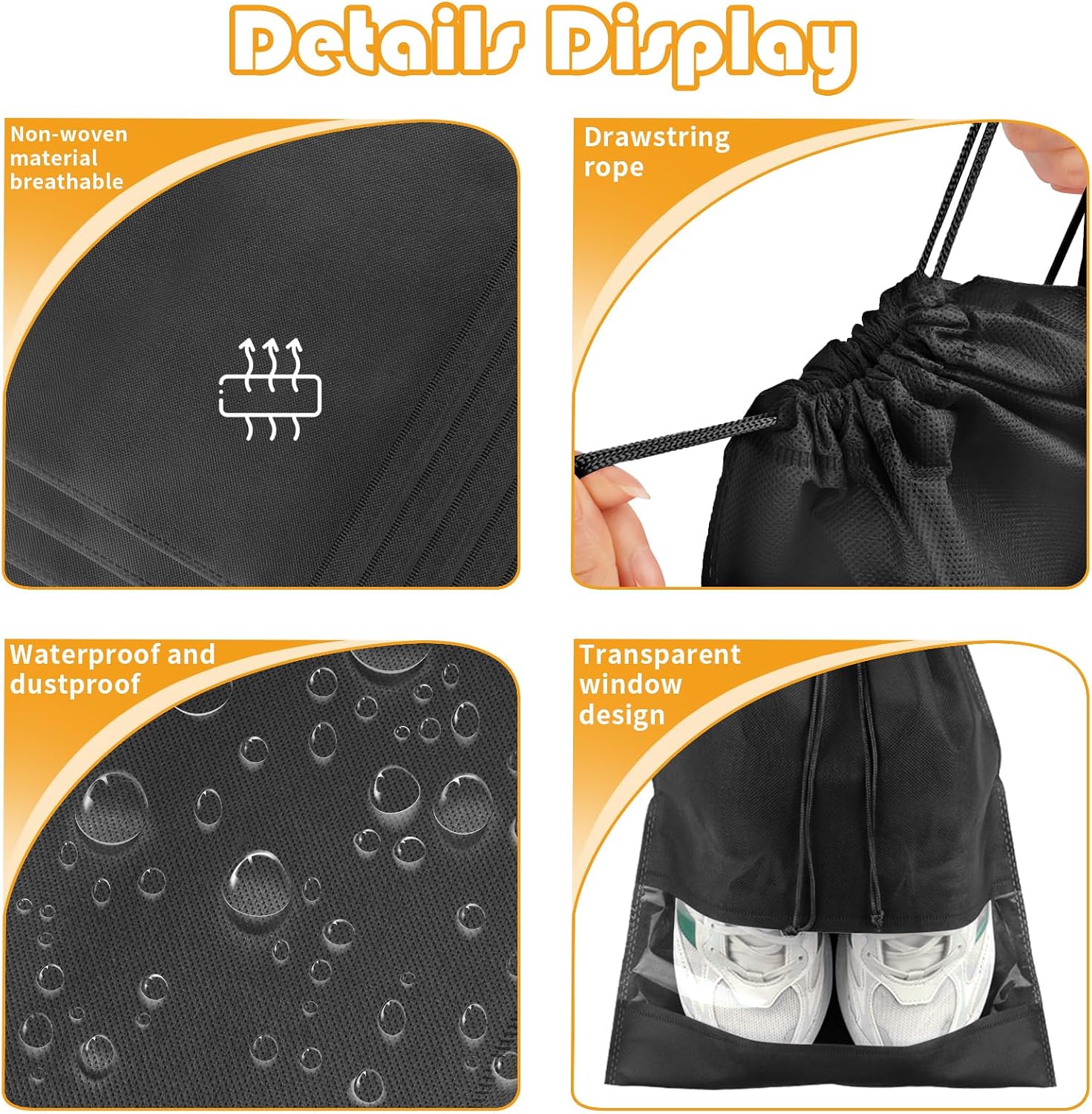 5 Pcs Large Black Travel Shoe  - Shoe Bag Travel recensione e prezzo