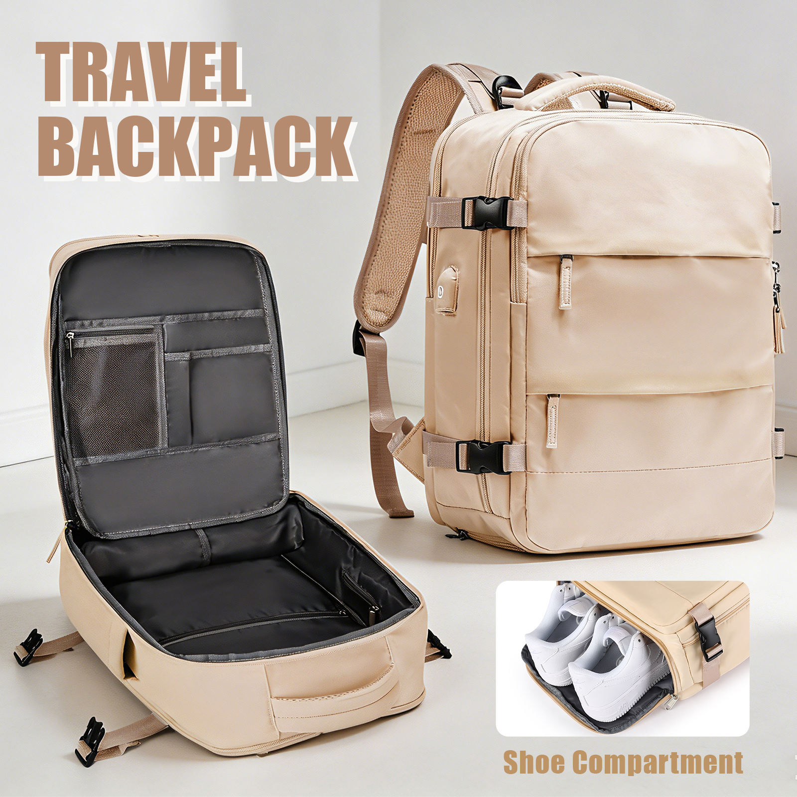 Large Travel Backpack for Men  - Shoe Bag Travel recensione e prezzo